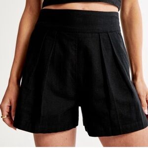Abercrombie & Fitch -  Pull-on High Rise Linen Shorts - Black - Size Small